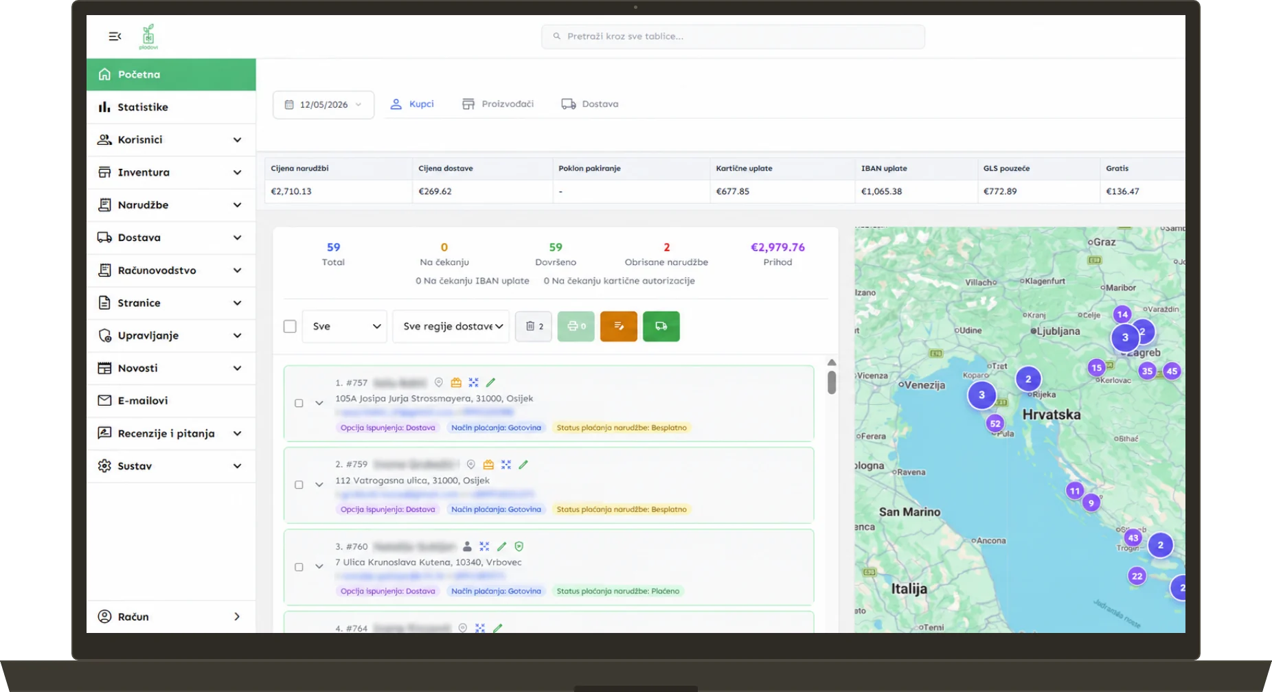 A screen from the Plodie Admin app.