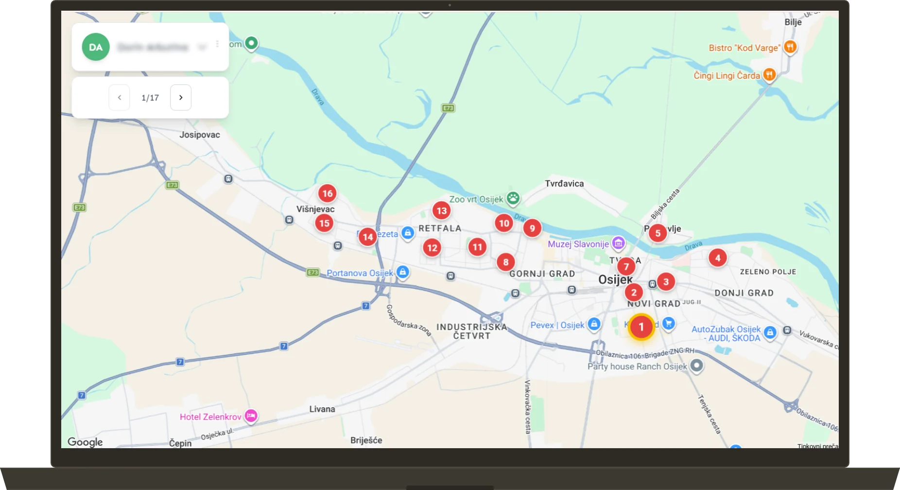 A screen from the Plodie Delivery app.