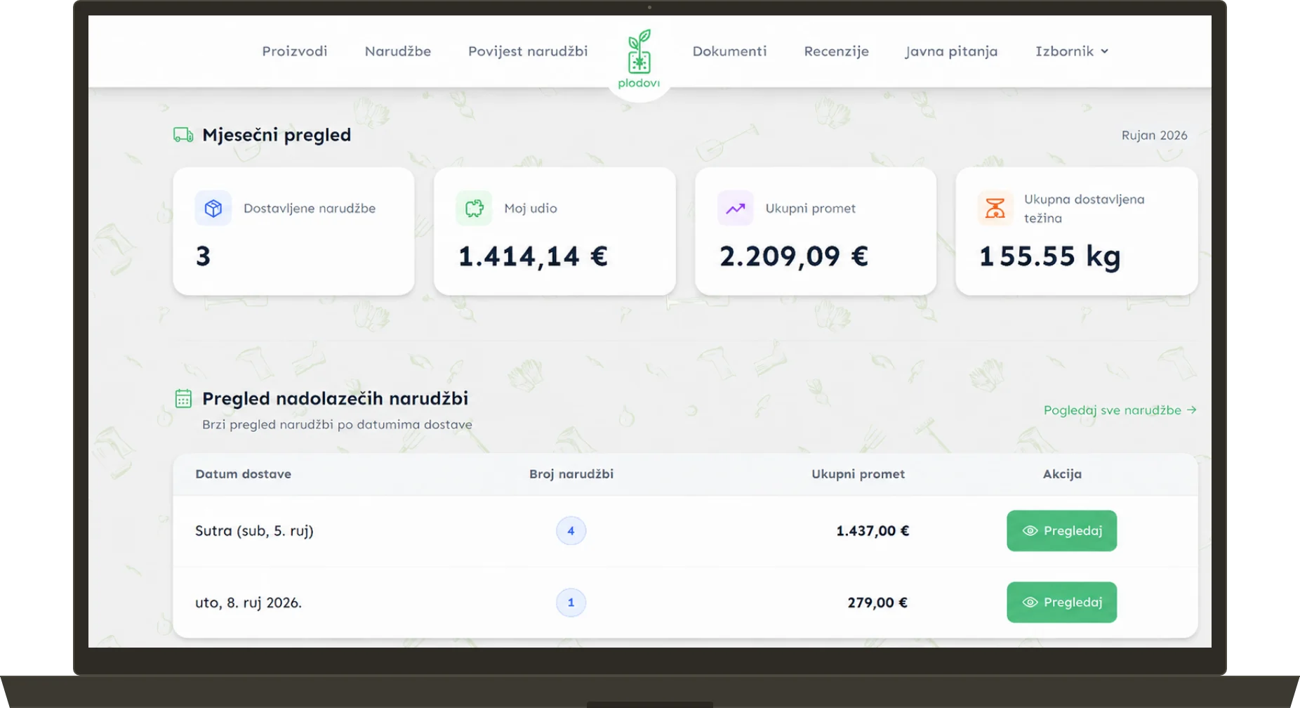 A screen from the Plodie Producer app.